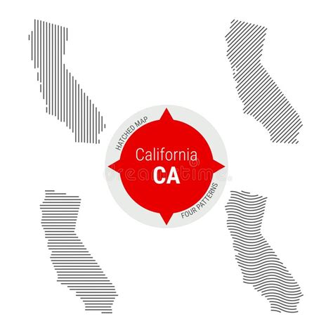 Hatched Pattern Vector Map Of California Stylized Simple Silhouette Of