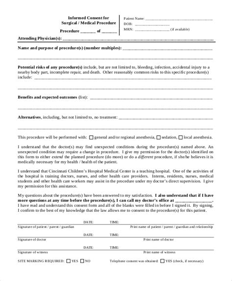 sample informed consent forms   ms word