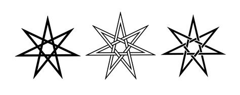 Elven Star Symbol Set Isolated On White Backgroundheptagram Or