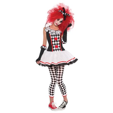 Scary Halloween Sexy Ladies Clown Jester Harley Quinn Honey Fancy Dress