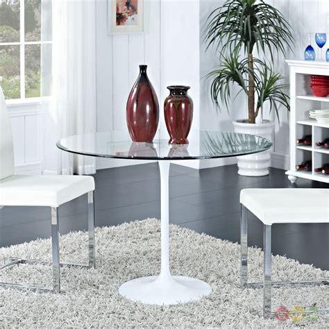 Circuit Contemporary 40 Round Dining Table With Glass Top Clear