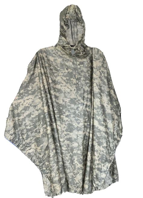 New Auth Us Military Acu Multi Use Camo Survival Rain Poncho One Size