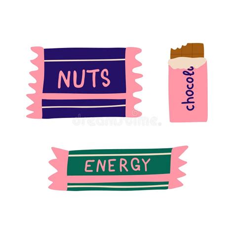 Energy Snack Icons Organic Sweets Snack Bar Chocolate Nuts Energy