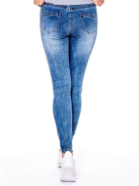 Niebieskie Jeansy Damskie Z Aplikacją Spodnie Jeansowe Sklep Ebutikpl