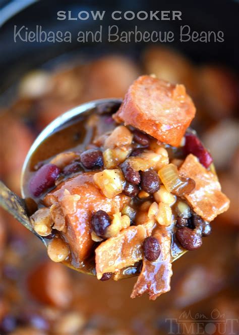 Slow Cooker Kielbasa And Barbecue Beans Mom On Timeout