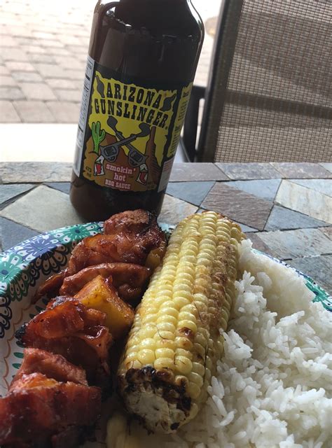 This is perfect for summer weeknight dinner or memorial day weekend grilling! BBQ CHICKEN KABOBS with BACON and PINEAPPLE - AZ Gunslinger