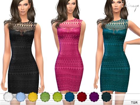 The Sims Resource Crochet Lace Dress By Ekinege Sims 4 Downloads