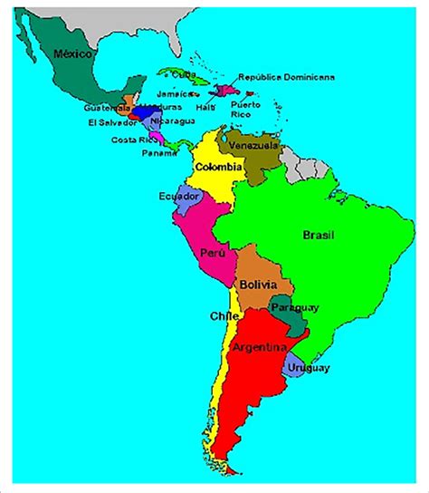 Map Showing Latin American Countries 