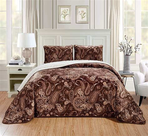 Chezmoi Collection 3 Piece Velvet Sherpa Lightweight Comforter Set