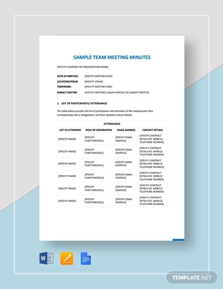 Team Meeting Minutes Template 10 Free Sample Example Format Download