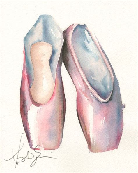 Ballet Art Pointe Shoes Watercolor Giclee By Piinkpaintbrush Ballet