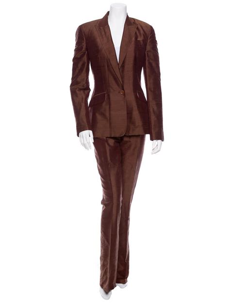 Dolce And Gabbana Raw Silk Pant Suit Brown Suits And Sets Clothing