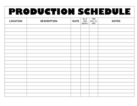 Production Schedule Template Mvid