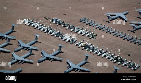 Aerial View Above Military Aircraft Boneyard Tucson Arizona Davis