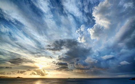 Stormy Clouds Above The Ocean At Sunset Wallpaper Clouds Landscape