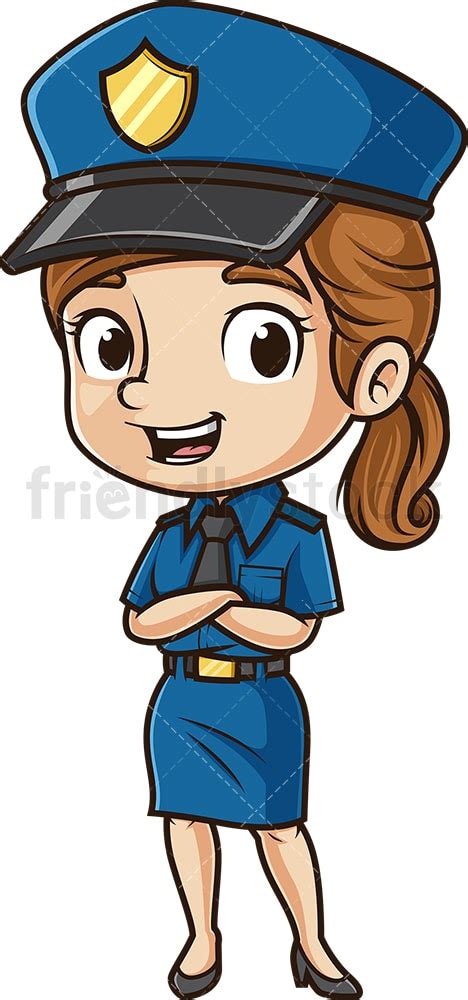 Happy Female Police Officer Cartoon Clipart Vector Friendlystock