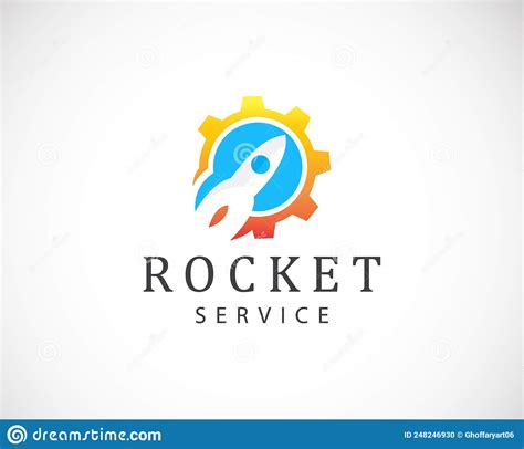 Rocket Logo Creative Gear Service Science Education Web Emblem Business