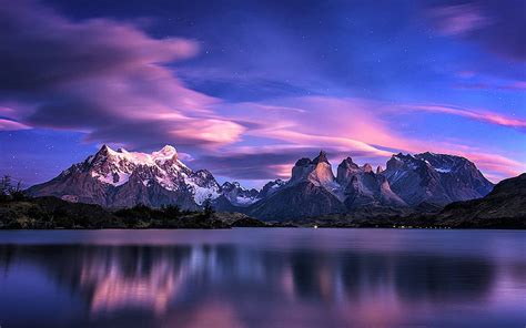 Patagonia Nightscapes Mountains Lake Chile Hd Wallpaper Peakpx