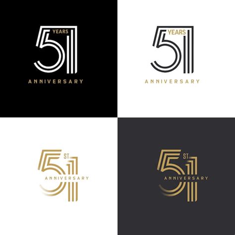 Premium Vector 51 Years Anniversary Vector Number Icon Birthday Logo
