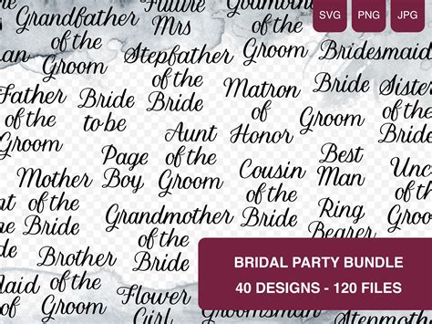 Bridal Party Svg Bundle Digital Cutting Files Wedding Svg Etsy