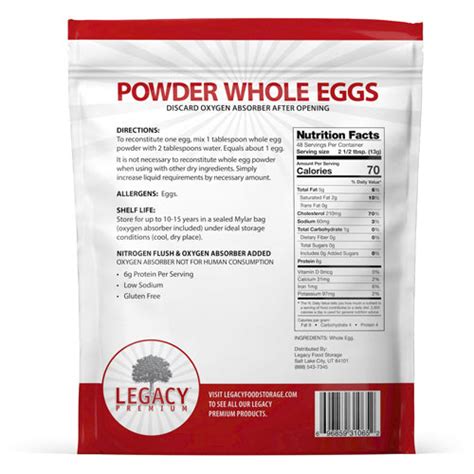 Bulk Powdered Eggs Long Shelf Life Whole Egg Powder Legacy Food Storage