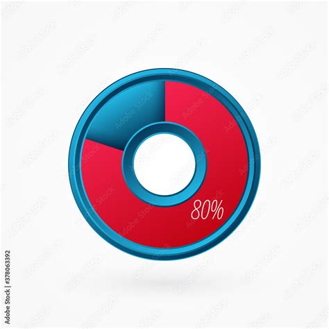 80 Percent Isolated Pie Chart Percentage Vector Symbol Infographic
