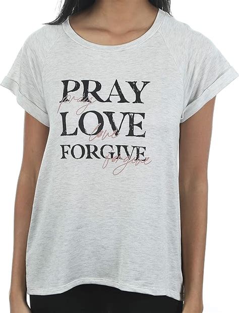 Pray Love Forgive Womens Cuffed Raglan Short Sleeve T