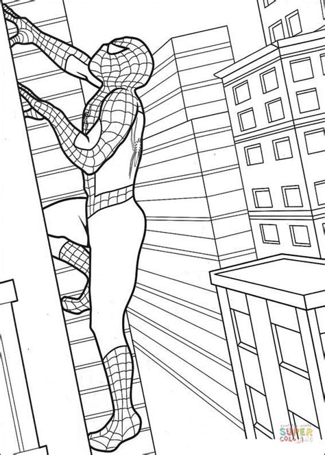 ausmalbild spiderman klettert auf ein hochhaus ausmalbilder kostenlos zum ausdrucken
