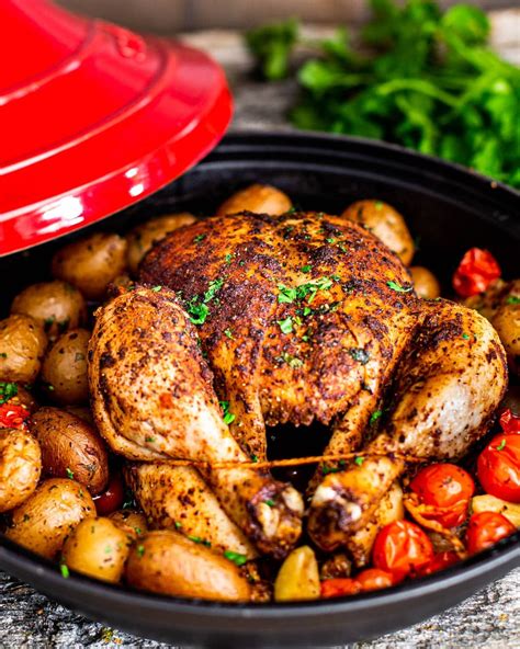 This Moroccan Style Roast Chicken And Potatoes Is Slowly Cooked In A
