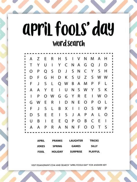 April Fools Day Word Search Prank Game Unsolvable Pjs And Paint