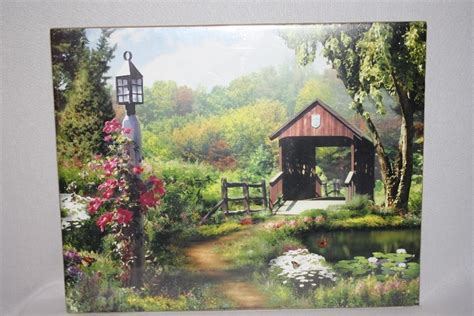 Landscape Print Country Covered Bridge Flowers Bernard Fine Art 16 X