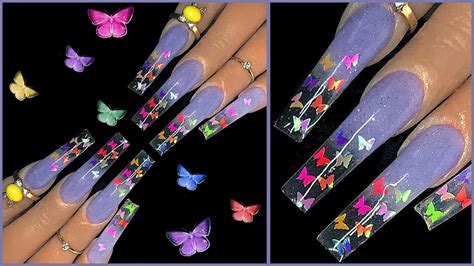 Ombre Pink Nails With Butterflies This Gradient Nail Art Looks