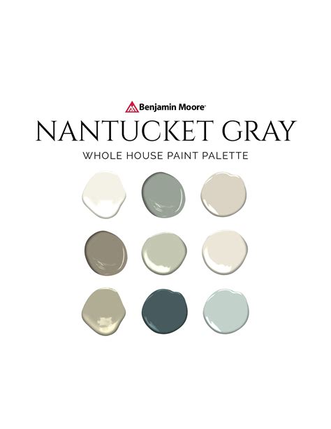 Benjamin Moore Nantucket Gray Palette Interior Design Color Etsy Ireland