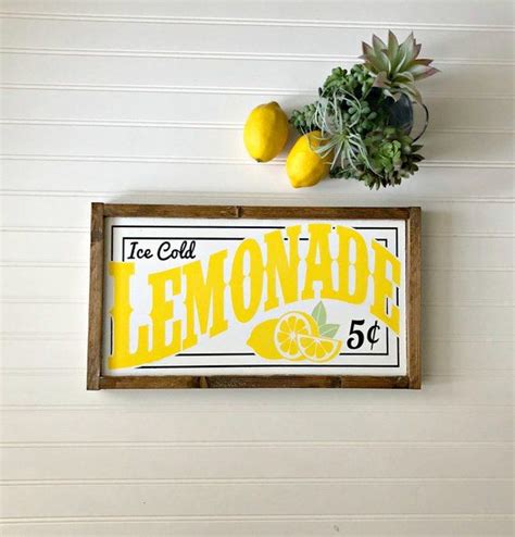 lemonade sign ice cold lemonade summer decor lemon decor farmhouse sign farmhouse decor