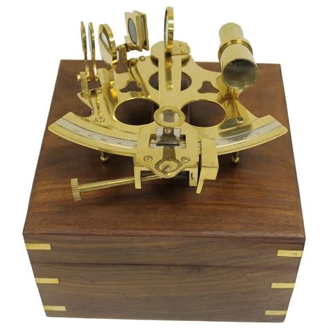 antique pocket brass sextant with wooden box nautical navigation marine vintage buy antique