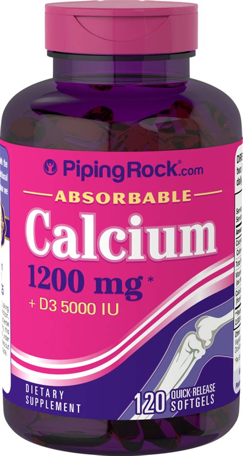 Absorbable Calcium 1200 Mg Plus D3 5000 Iu 120 Softgels Nutrition