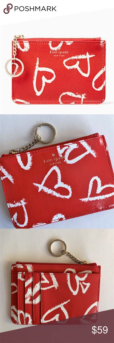 Kate Spade Mini Coin Purse ~ Red Lipstick Hearts Nwt With Images