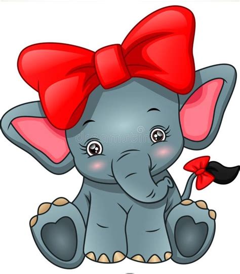 An Elephant With A Red Bow On Its Head