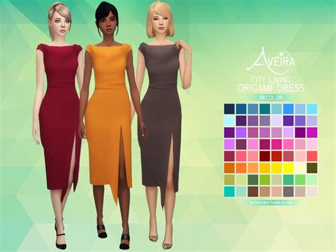 Aveirasims City Living Origami Dress Recolor 64 Colors