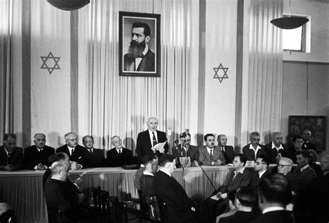 David Ben Gurion Proclaiming The Israeli Declaration Of Independence In Israel In 1948 Image