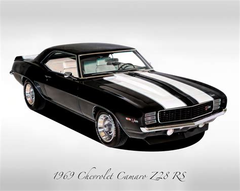 Classic Cars 1969 Chevrolet Camaro Z28 Black Muscle Car Print Etsy