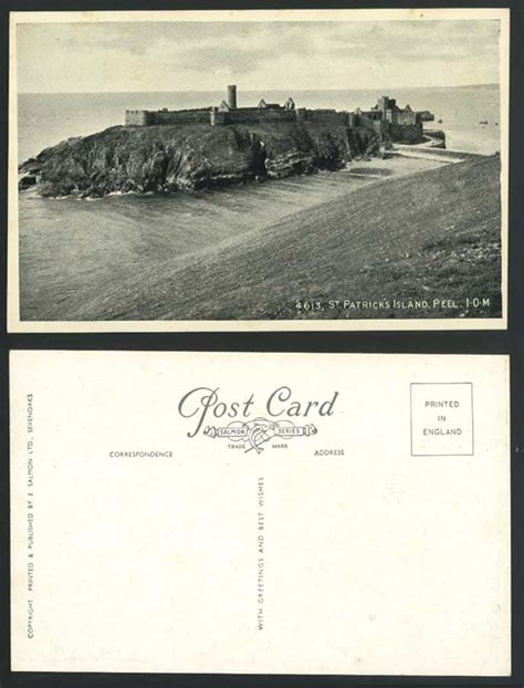 Isle Of Man Old Postcard St Patricks Island Peel Iom Peel Castle