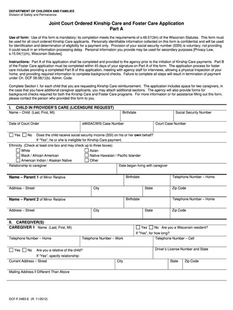 Kinship Application Form Fill Online Printable Fillable Blank