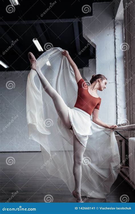 Beautiful Talented Ballerina Holding Her Leg Up Stock Image Image Of