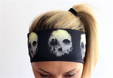 Skull Headband Elastic Black Headband Workout Headband Head