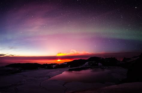 Volcano Eruption Iceland Bárðarbungaholuhraun Northern Lights Aurora