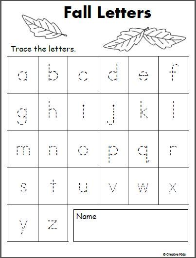 Free Lowercase Letter Tracing Fall Made By Teachers Tracing