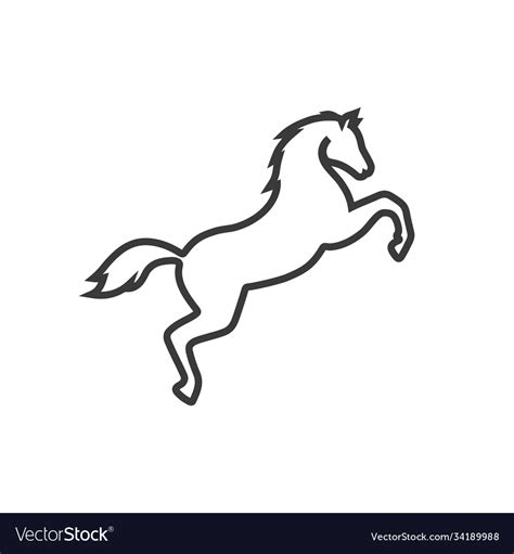 Jumping Horse Line Icon Images Royalty Free Vector Image