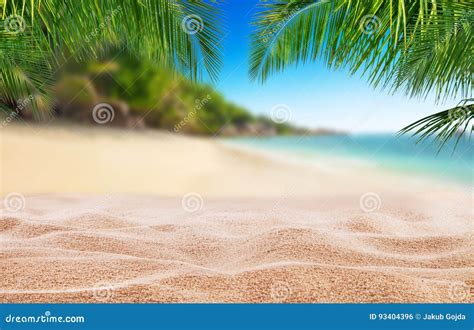 Tropical Beach With Sand Summer Holiday Background Stock Photo