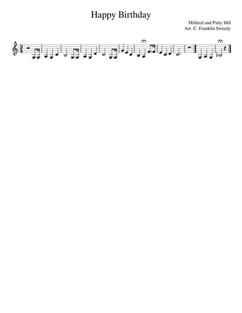 Happy Birthday Sheet Music For Clarinet In B Flat Solo